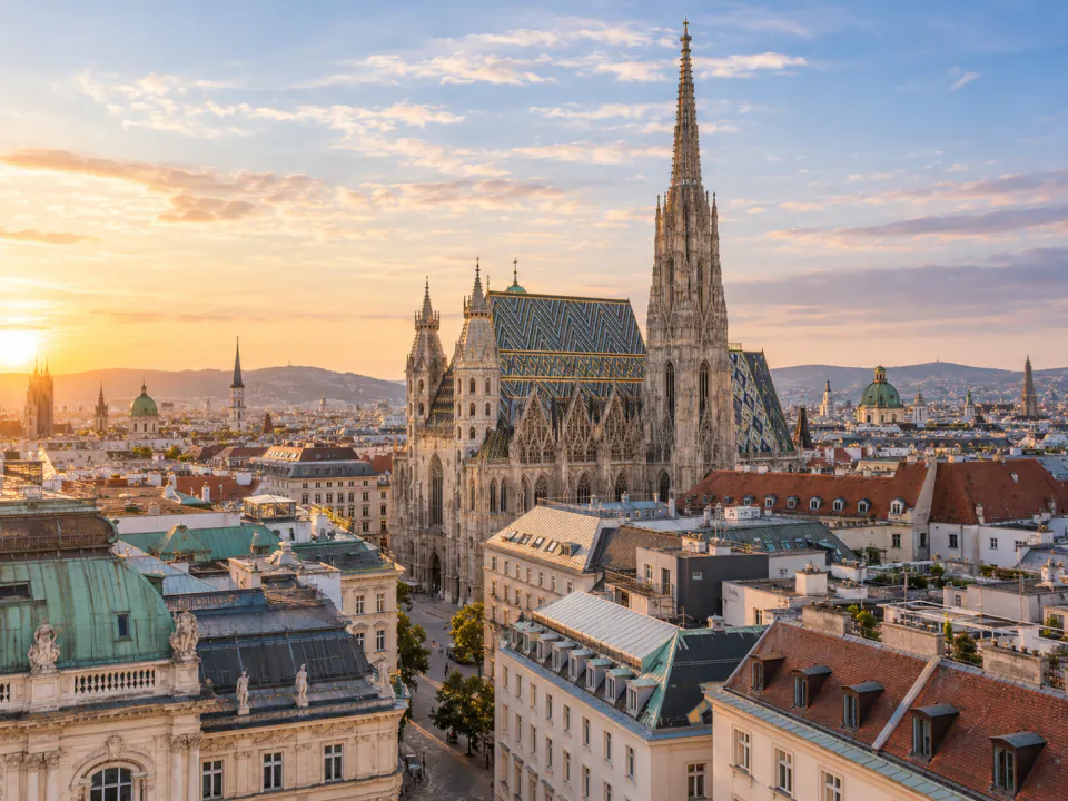 Vienna skyline centered on St. Stephen's Cathedral